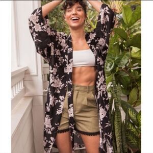 Spiritual Gangster Black Floral Maya Kimono OS